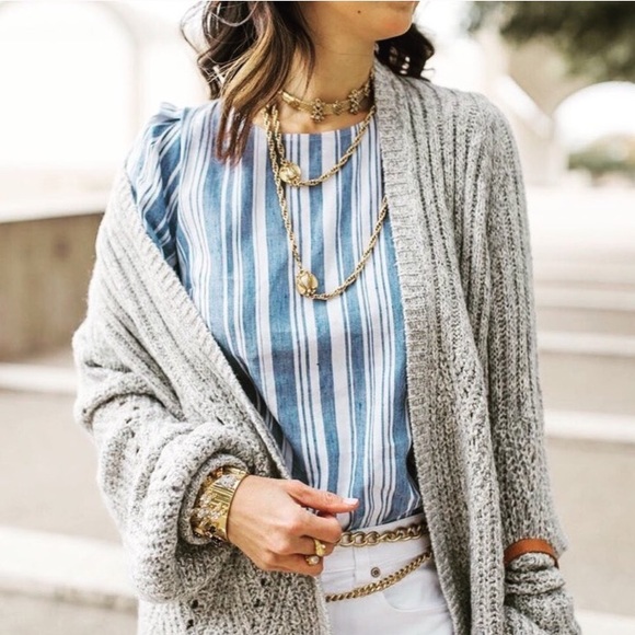CAbi Tops - CABI Blue Stripes Wing Sleeve Top